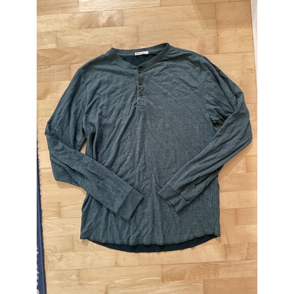 Marine Layer Double Knit Henley Forest Green L - Picture 4 of 4